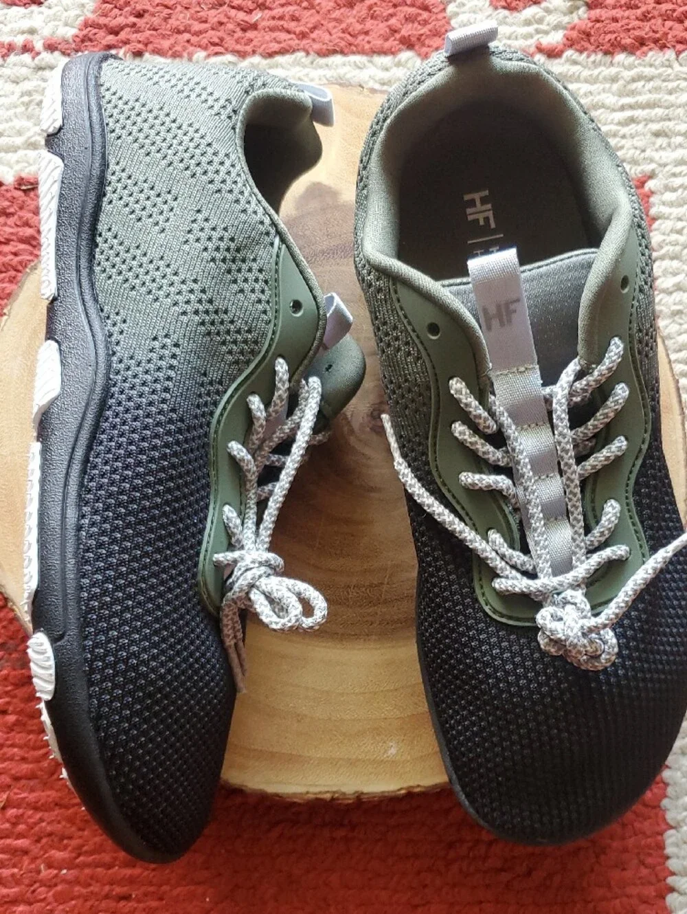 Men's Knit Sneakers in Black & Olive Lightweight Everyday Trainer